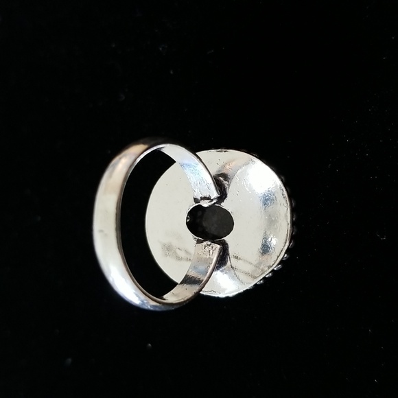 Mexican Crazy Lace Oval Ring Dotted Edge - Picture 3 of 4